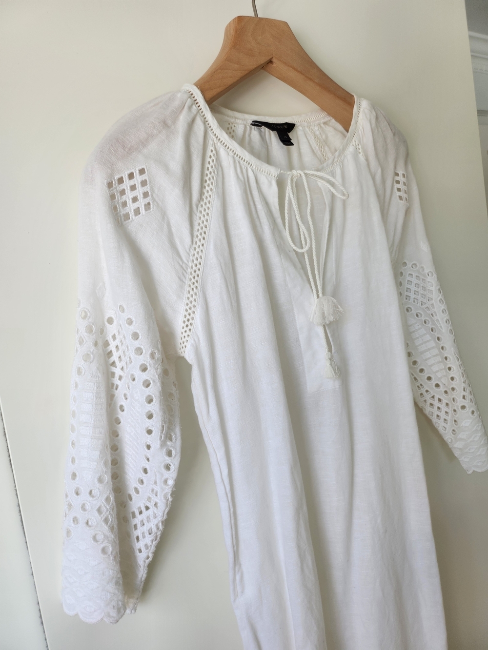 J.Crew Beach Coverup In White Linen With Eyelet Details - Picture 3 of 6